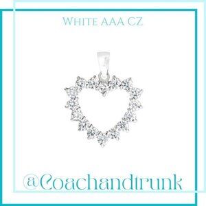 925 AAA Rated 16 Brilliant White CZ's Sterling Heart Necklace NWT